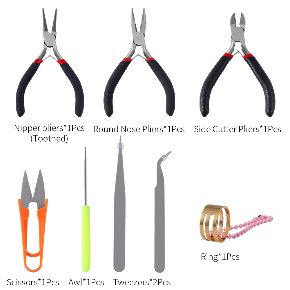 8Pcs/Set Jewelry Making Tool Kits Pliers Set With Round Nose Plier Side Cutting Pliers Wire Cutter Scissor Beading Tweezers