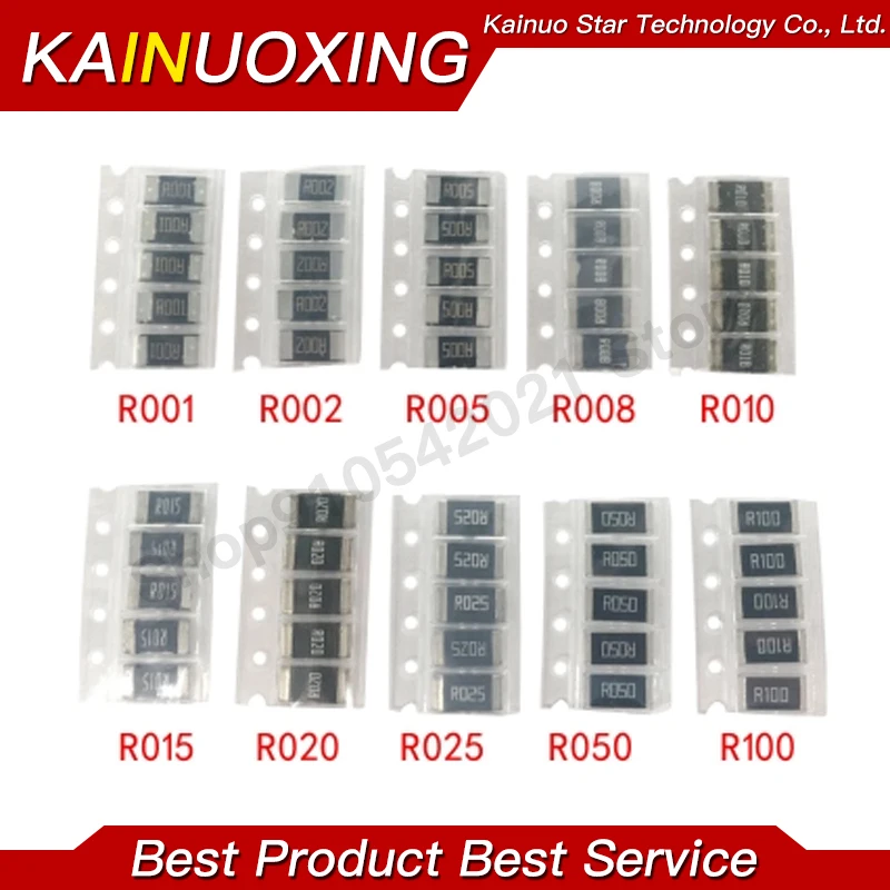 

50PCS Alloy resistance 2512 SMD Resistor Samples kit ,10 kindsX5pcs=50pcs R001 R002 R005 R008 R010 R015 R020 R025 R050 R100