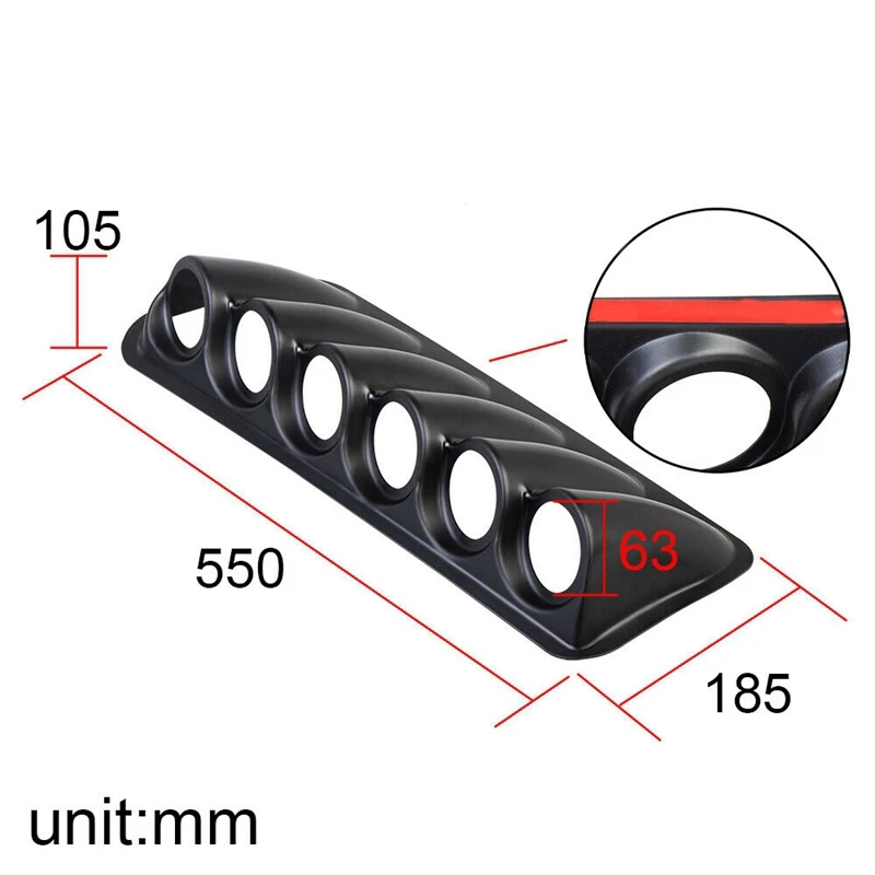 

2.5Inch 6m Car Dash Gauge Meter Pod 6 Holes Dashboard Mount Holder Pod Black