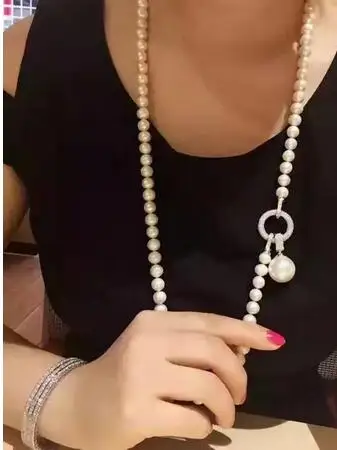 Длинное ожерелье с жемчужинами в стиле барокко 8 мм 32 дюйма|pearl necklace|cultured pearl