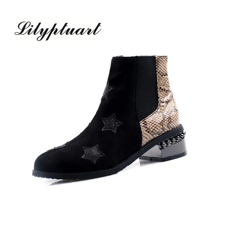 Женские нескользящие ботильоны на толстой подошве с заостренным носком молнии в