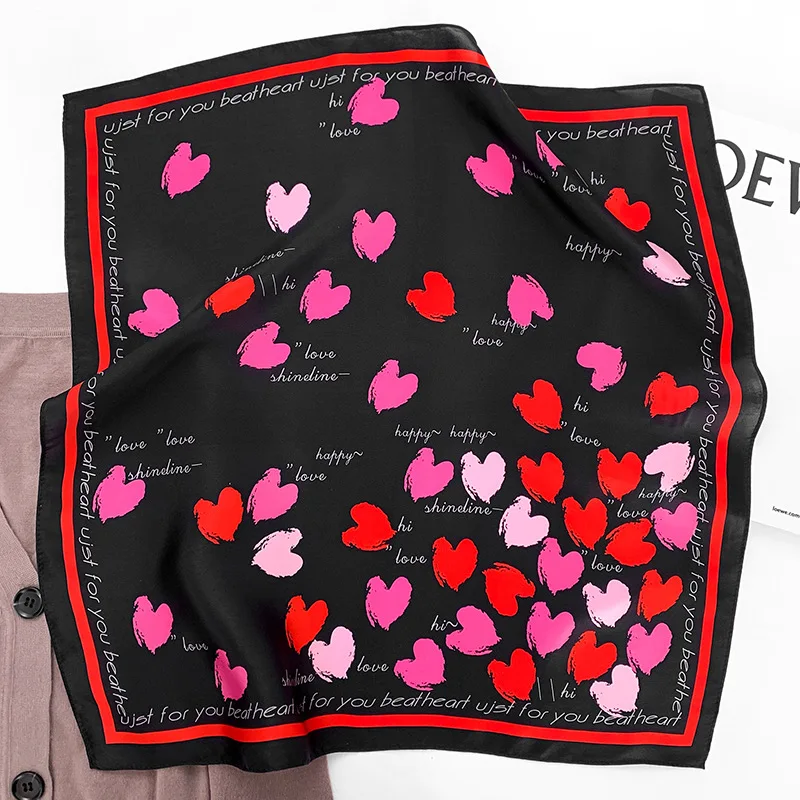 53cm 100% Silk Satin Hair Scarf For Women Handkerchief Printed Bag Female Square Head Bandana Small Neck Scarves Ladies 2023 |