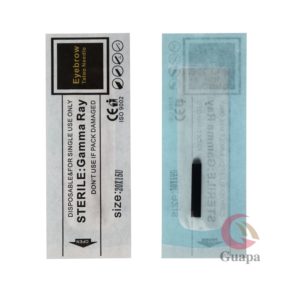 100 шт. 0,20 мм Laminas Tebori Flex Microblading 15 16 18 U форма иглы татуировки для постоянного макияжа бровей лезвия ручка-держатель игл