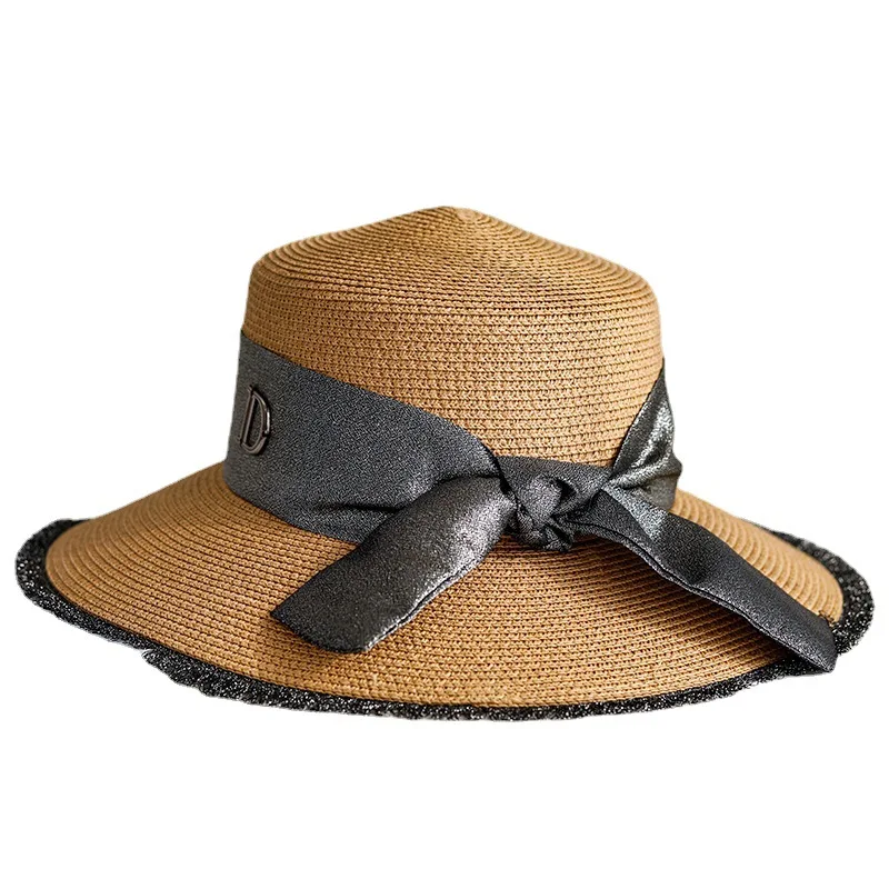 Соломенная шляпа с большим бантом для весны и лета |