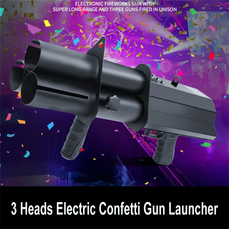

Электронный салютный пистолет с тремя головками, пусковое устройство с конфетти для ночного клуба, бара, Золотая бумажная пушка для денег, Fx...