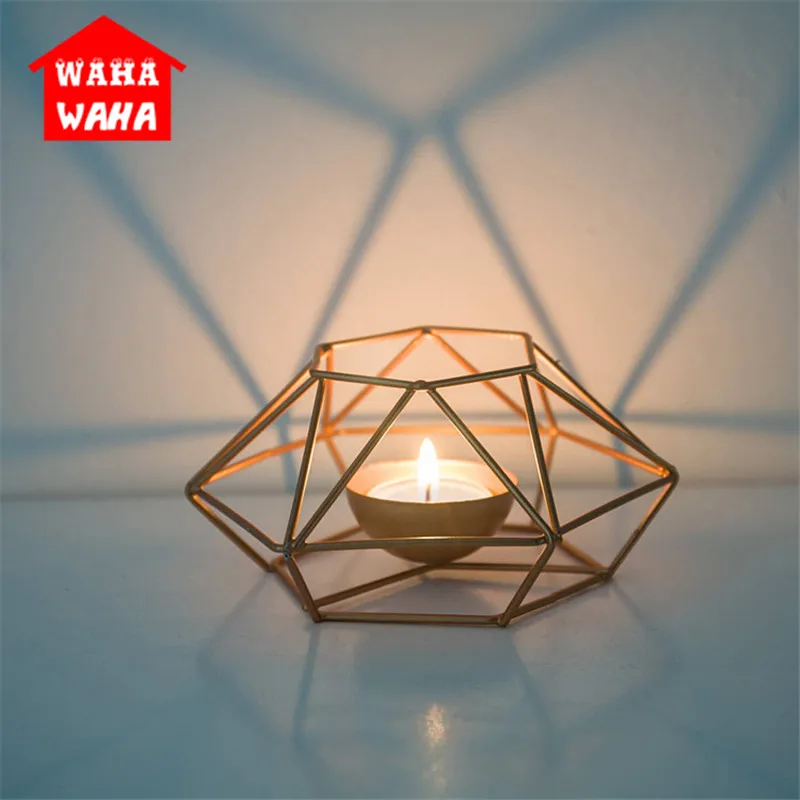 Креативный современный подсвечник с геометрическим узором, золотые подсвечник настольный, романтический подсвечник, украшения для дома/свадьбы/праздника