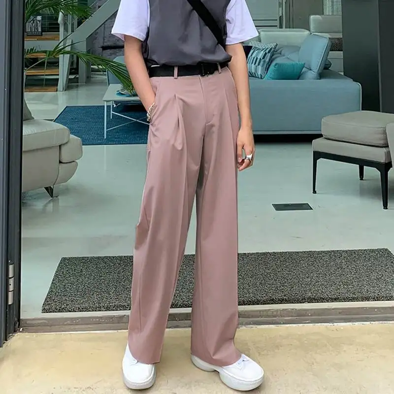 

Men Casual Pants Joggers Korean Style Solid Color Pockets Streetwear 2021 Straight Trousers Men Loose Leisure Pantalon INCERUN