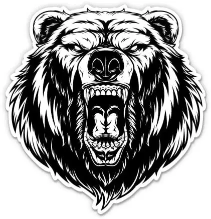 

Car Stickers Decor Motorcycle Decals Grizzly Bear Angry Vinyl Decorative Accessories Waterproof PVC,12cmx12cm