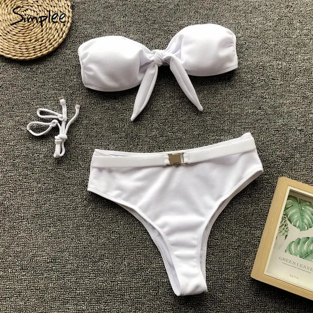 Simplee бикини с высокой талией 2019 mujer купальный костюм неоновый купальник пуш ап