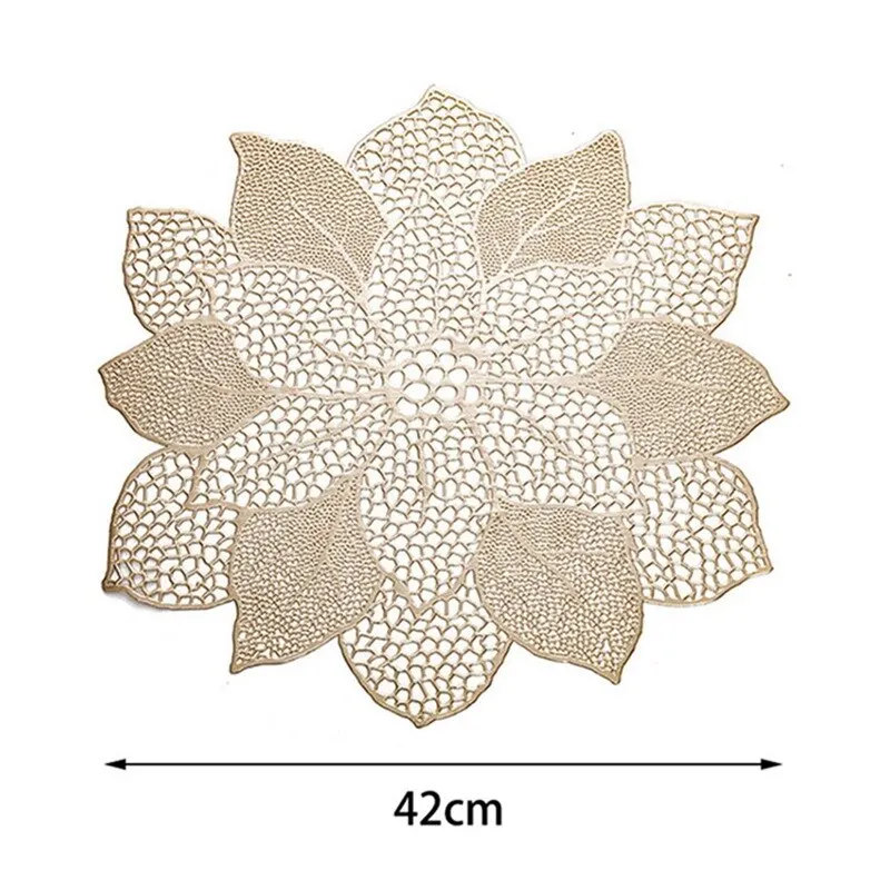

Hollow Flower Shaped Mug Coaster Placemat for Kitchen Dining Table PVC Table Mat Decorative Pad Coasters Home Decor