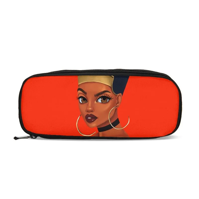 

Purses For Girls Pen Bag Hip Hop Style Black Art African Girl 3D Printing Pen Case Kids School Supply Pencil Pouch Sac A Main