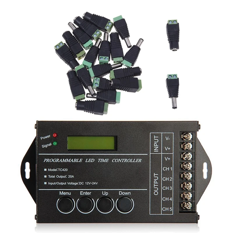 

10 Pair Adapter Connector Jack Male To Female DC With 20A Programmable Timer Controller Dc12-24V