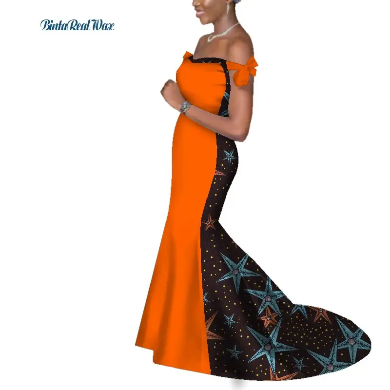 Платье женское с бантом на рукавах 100% хлопок Африканским принтом|Африканская