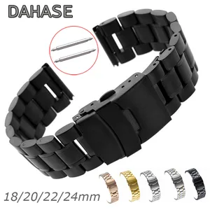 Ремешок сменный для наручных часов, браслет из нержавеющей стали с двойной застежкой, 5 рядов, 18 мм 20 мм 22 мм 24 мм