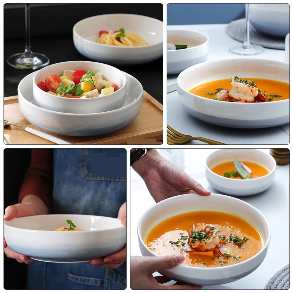 

1Pc Simple Rice Bowl Ceramic Salad Plate Soup Bowl Salad Bowl (Assorted Color)