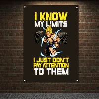 i know my limits i just dont pay attention to them exercise banner gym poster wall art muscular body flag wall hanging painting