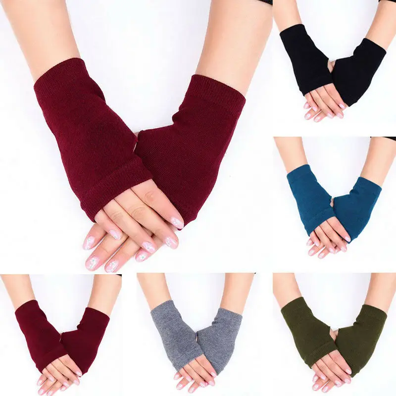 1 Pair Winter Women Cashmere Warmer Gloves Long Unisex Men Arm Crochet Knitting Cotton Mitten Fingerless Fashion | Аксессуары для