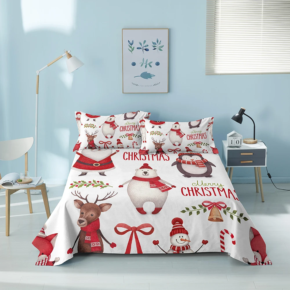 Рождественская простыня с 3D принтом Санта-Клауса Полиэстеровые простыни и