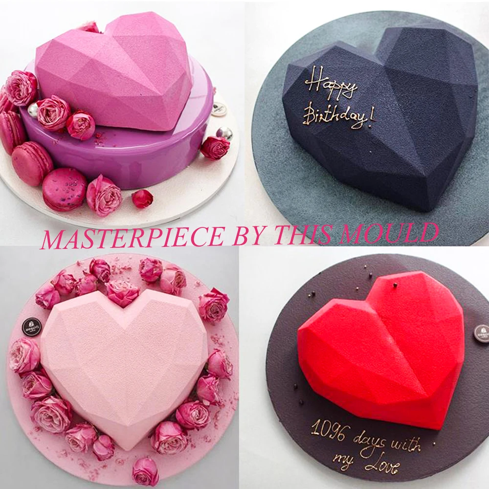8 Cavity Love Heart Shaped Silicone Molds for Sponge Cakes Mousse Chocolate Dessert Bakeware Pastry Mould | Дом и сад
