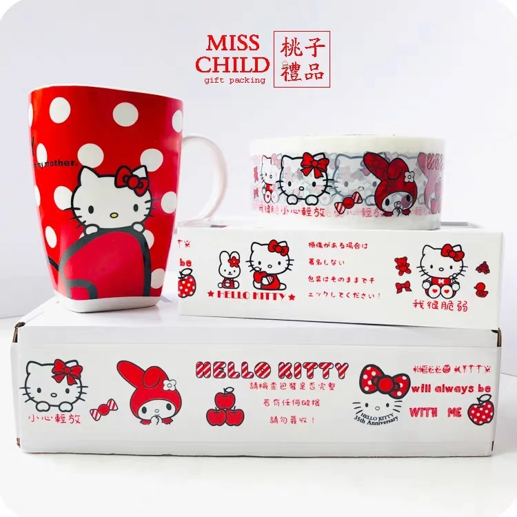 1 шт. HelloKitty my melody мультфильм Kawaii упаковочная лента большой рулон 100 метров белая Нижняя Милая мультяшная анимационная лента ОПП