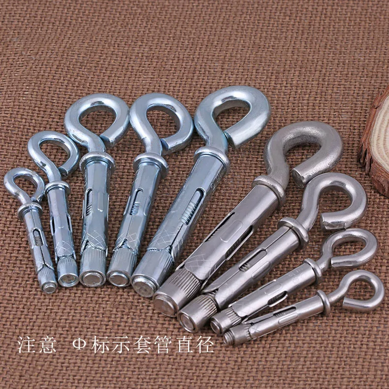 304 stainless steel eye expansion hook galvanized ring pull explosion screw pendant lamp swing M6-M12 2pcs | Обустройство дома