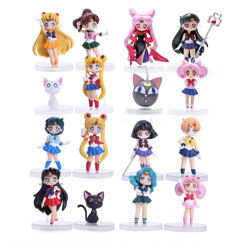 

6cm 4pcs Sailor Moon Anime Action Figures Model Toy PVC Cake Decoration Mars Mercury Cartoon Girl Doll Gift For Children Kid