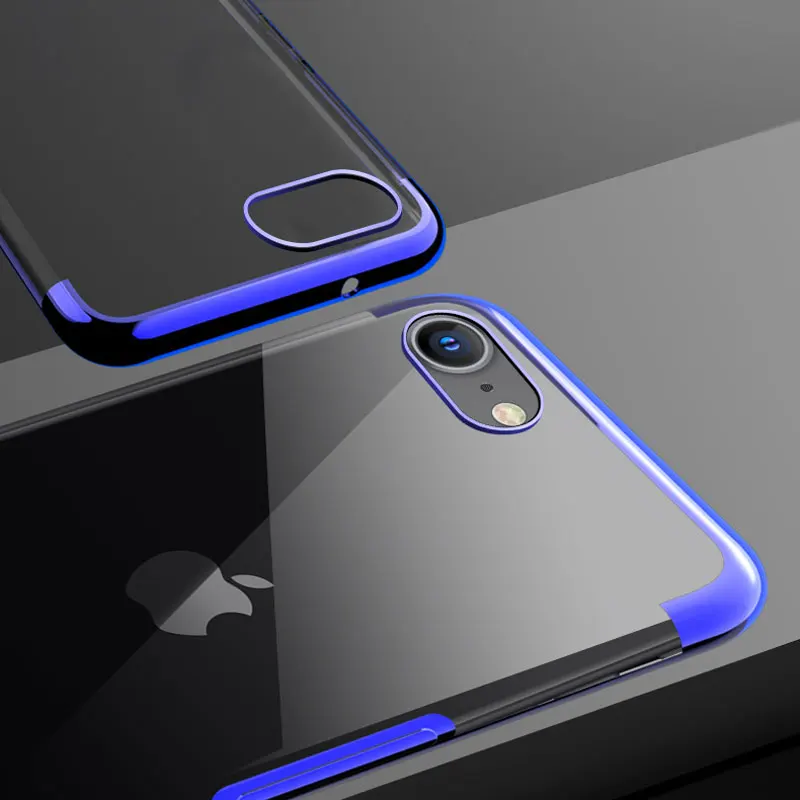 Чехол для iPhone SE 2020 2 роскошный Прозрачный бампер из ТПУ с силиконовым покрытием
