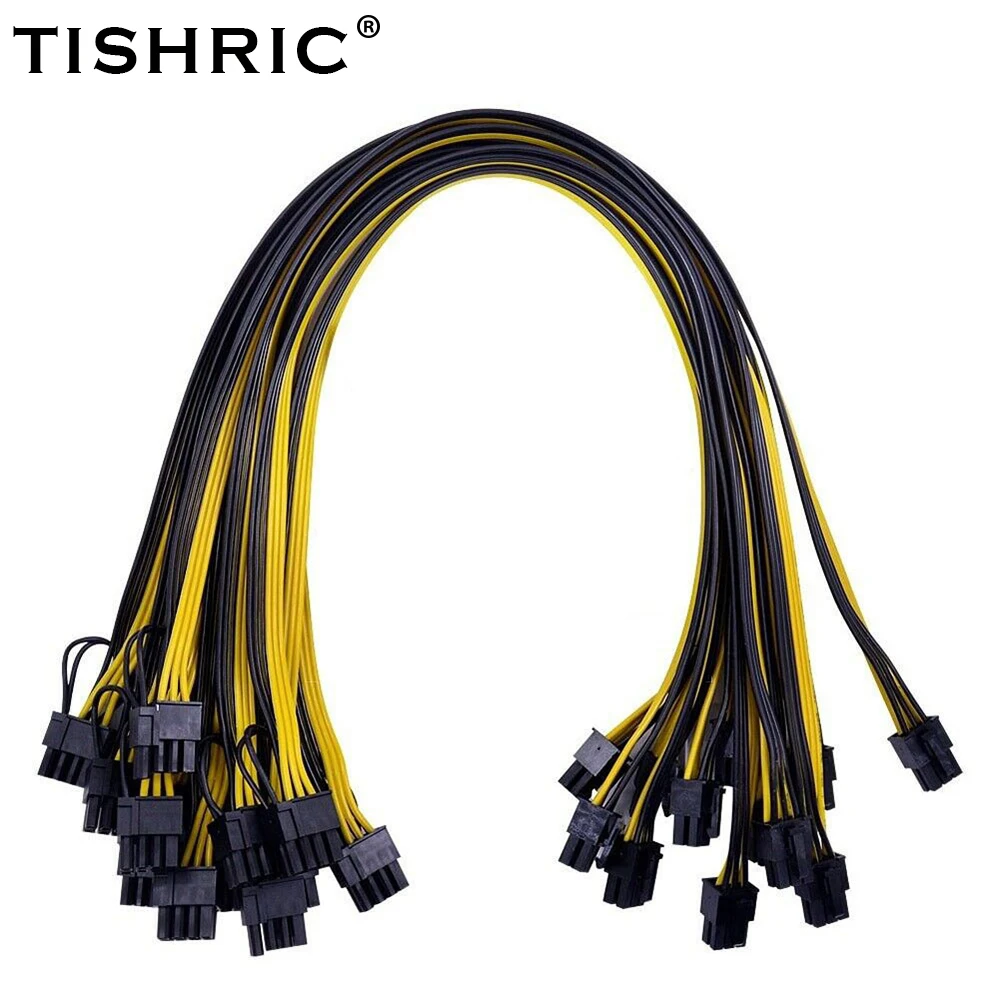 

6PCS TISHRIC 50cm 6pin to 8pin Power Cord PCI Express PCIE Riser Card Power Cable Graphic Video Card Riser Cable For Mining