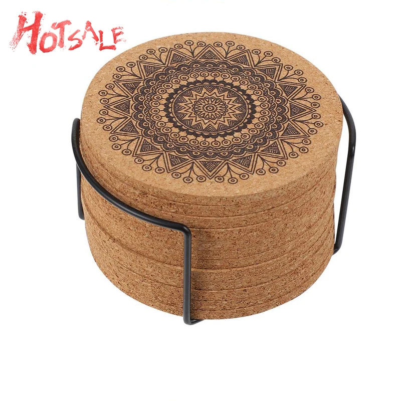 

6 шт./компл. креативные дизайнерские круглые деревянные подставки в скандинавском стиле Мандала искусственная Кухня Посуда для напитков