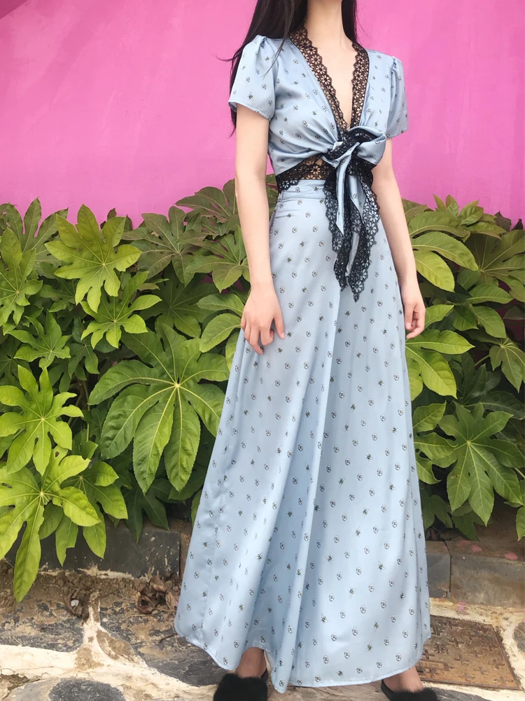 Женский винтажный комплект из двух предметов укороченный топ и брюки с широкими