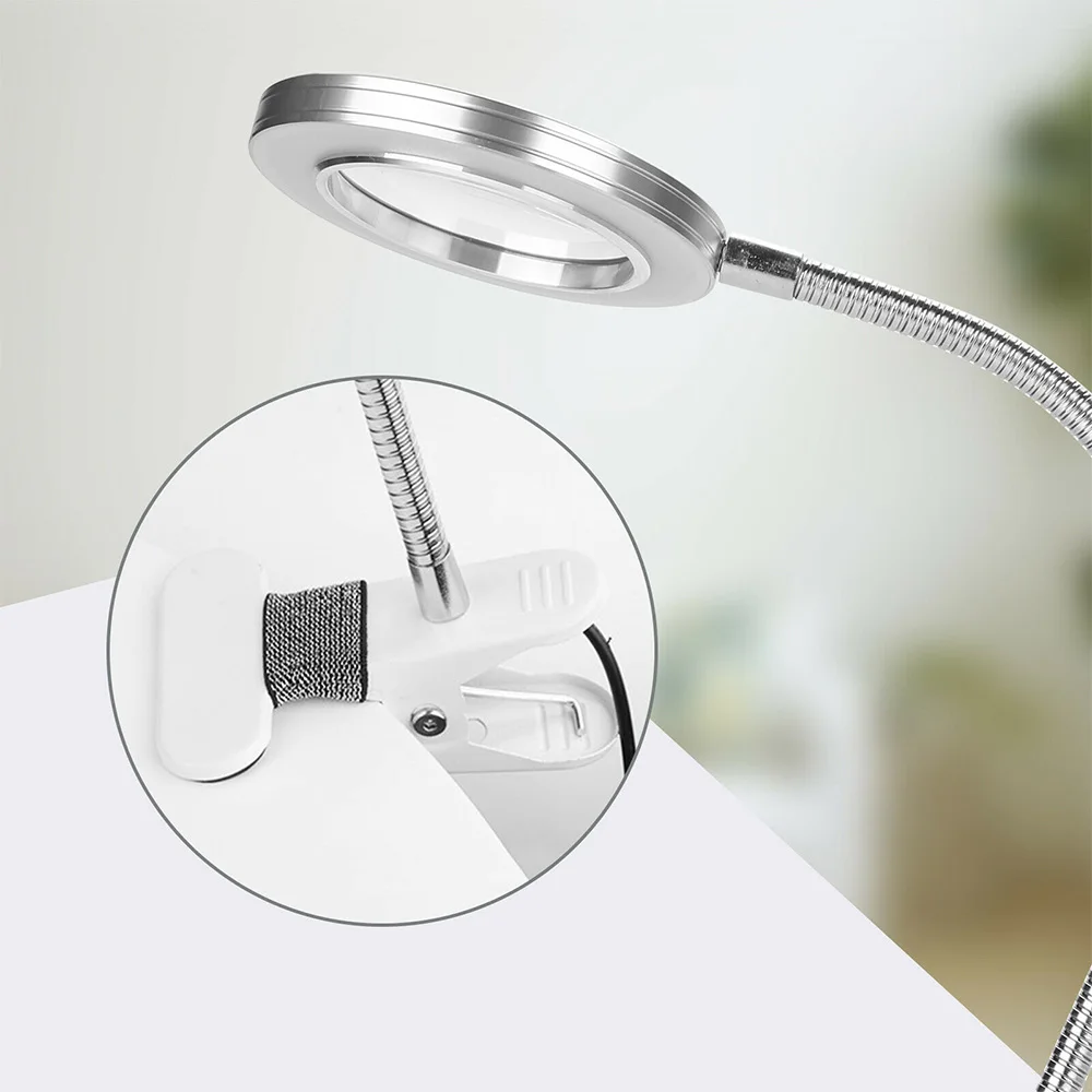 

LED Table Light With Clip Aluminum Magnifying Glass Desk Lamp Magnifier Lamp Eye Protection Beauty Makeup Tattoo Light Reading