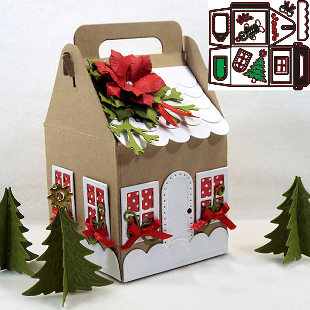 

Christmas Box Tree Door Metal Cutting Dies Mold Stencil Template for DIY Scrapbooking Paper Album Photo Card Making Dies Cut Die
