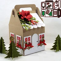 Рождественская коробка, дверь, металлические штампы, трафарет, шаблон для бумажные поделки для скрапбукинга в альбом, фотокарточек