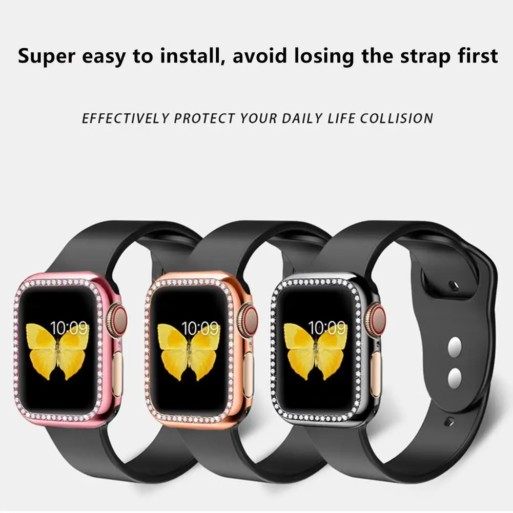 Новинка 2021 защитный чехол с инкрустированными бриллиантами для Apple Watch 4/5/6/SE