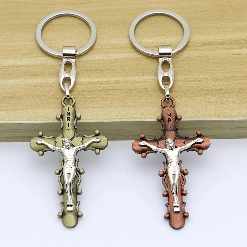 

Catholic Christianity Religious Saints Vintage Jesus Cross Necklace Jewelry Car Keychain Jewelry Pendant