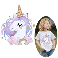 iron on transfer unicorn patches for clothing ironing stickers horse stars heat press printing appliques badges decoration