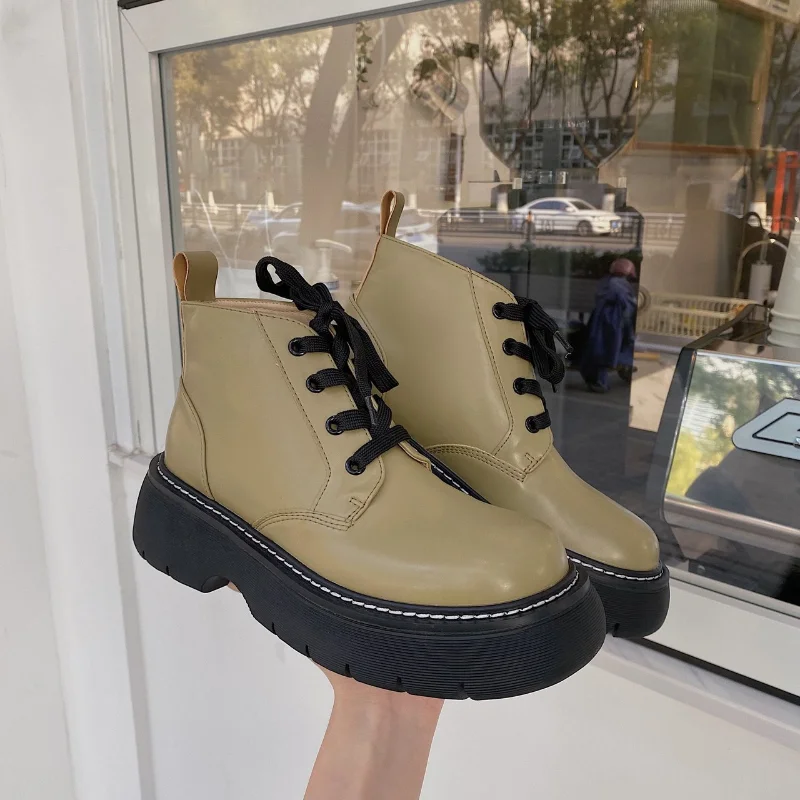 

Ladies Martin Boots Spring and Autumn Thin Section 2022 New Height Increased Thick-soled Spring and Autumn Single Boots