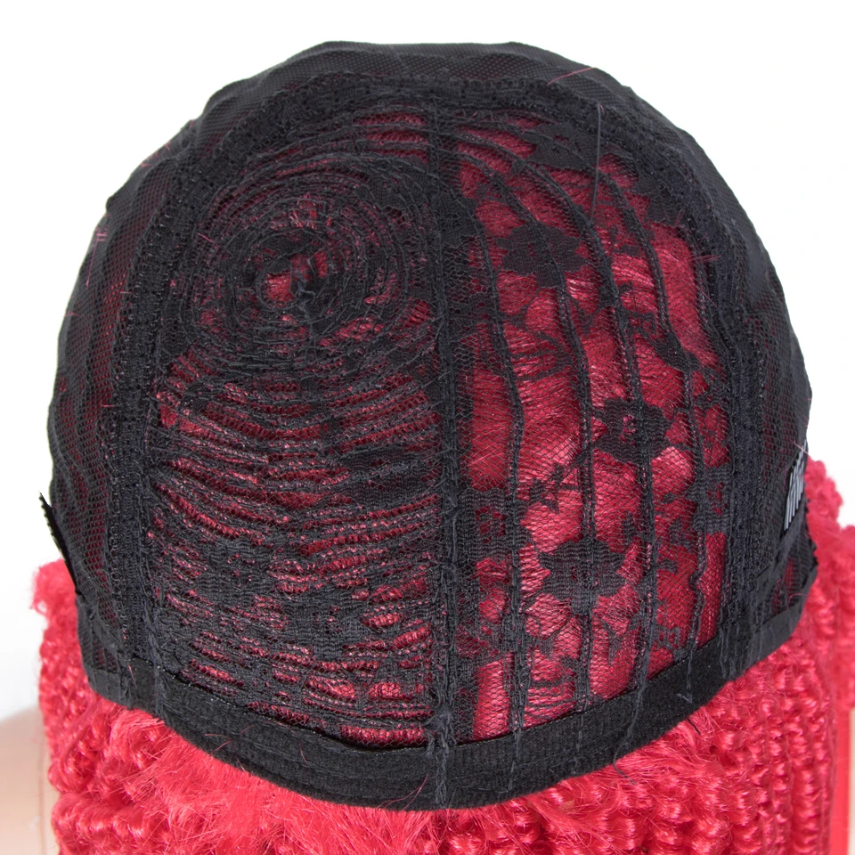 

Fashion Idol Short Hair Afro Kinky Curly Wigs With Bangs For Black Women African Synthetic Wigs Red Glueless 12" Cosplay Wigs