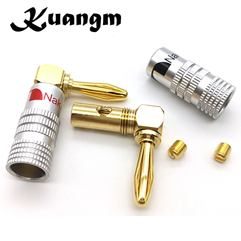 

8-50Pcs Nakamichi Right angle Banana Plugs Gold Plated Musical Speaker Wire Cable Connector 4mm For HiFi