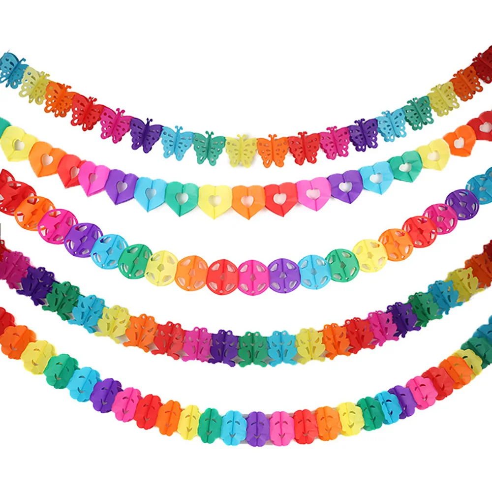 Красочная Бумажная гирлянда Happy День рождения украшения Свадебное Знамя