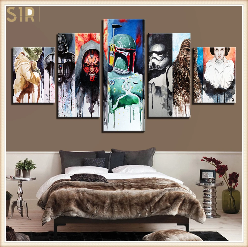 

Star War Decorations for 5 Part Movie HD Poster Living Room Decoration Room Decor Anime Wall Art Star War Poster Wall Decor