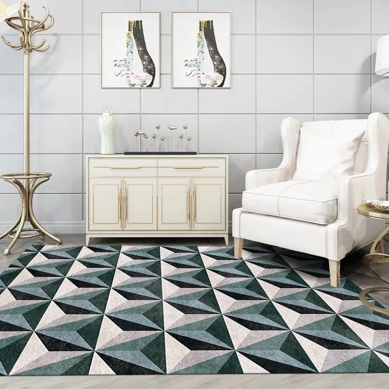 Популярный современный напольный коврик с геометрическим рисунком без волос