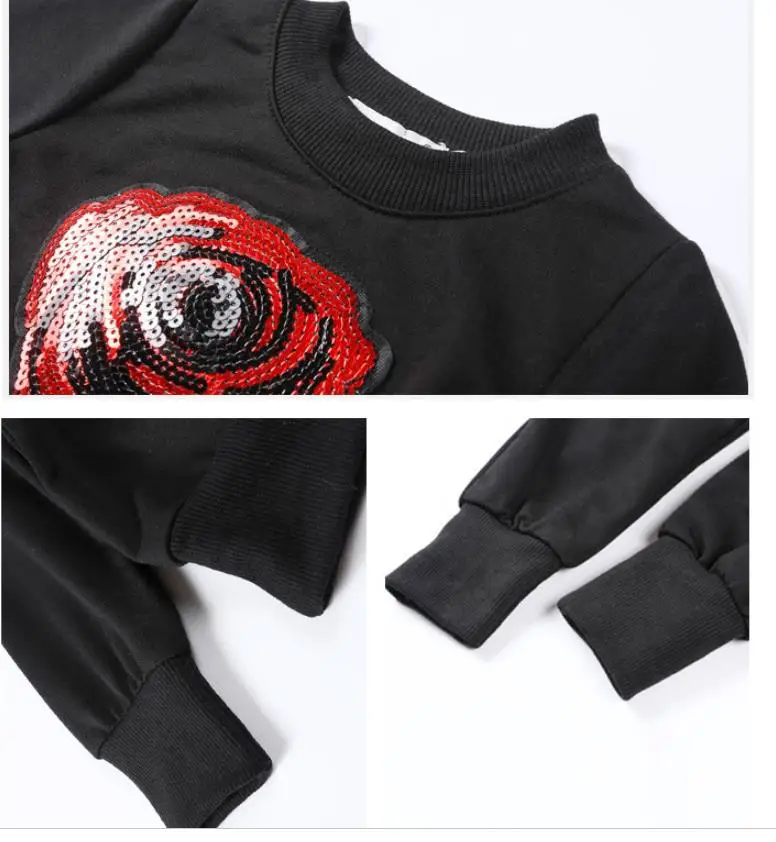 2020 новая весенне осенняя одежда с вышивкой и блестками для девочек топ розой +