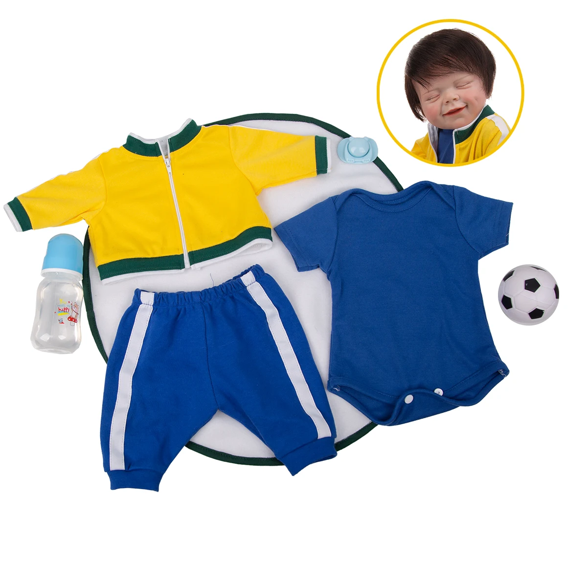 

KEIUMI Simulation 3D-Paintd Skin Reborn Baby Dolls Full Soft Silicone Vinyl 49 cm Implant Eyelashes With Football Sportswear