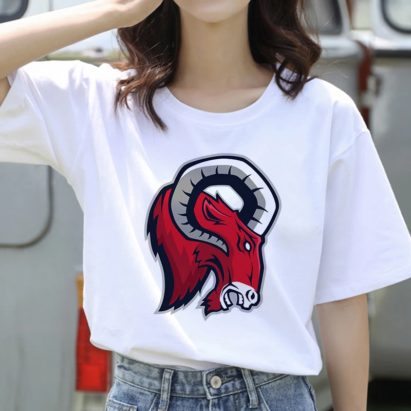 Женская футболка с коротким рукавом круглым вырезом и принтом |