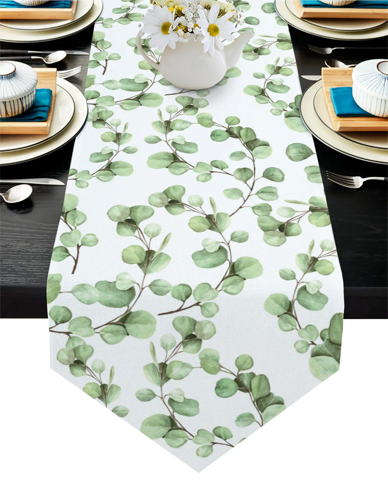 

Скатерть в виде листьев эвкалипта, рождественские украшения для дома, скатерть для свадебной вечеринки, домашний декор