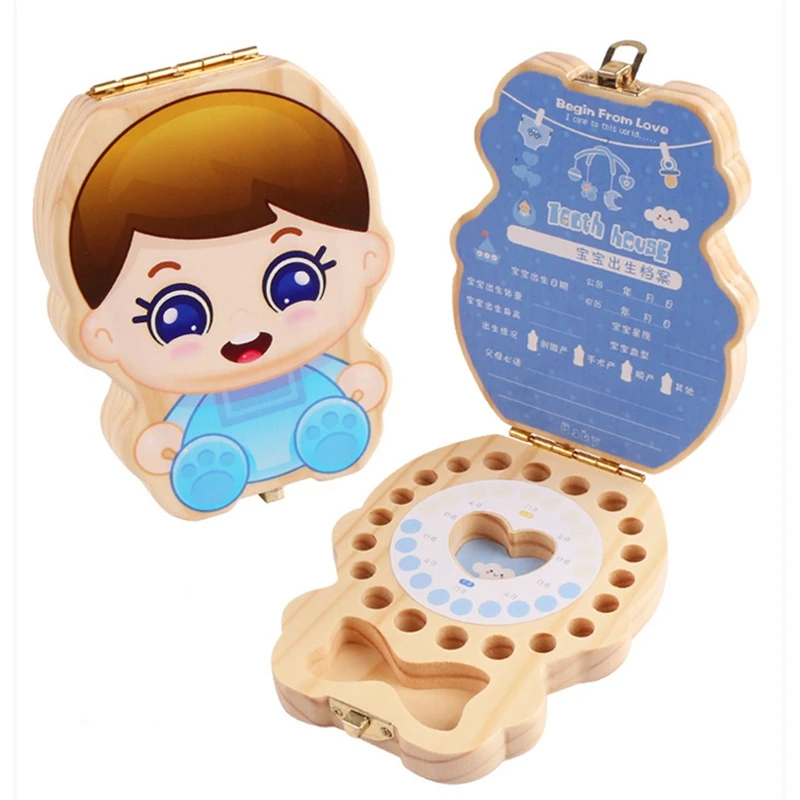 Детская зубная коробка органайзер для детей деревянная хранения молочных зубов