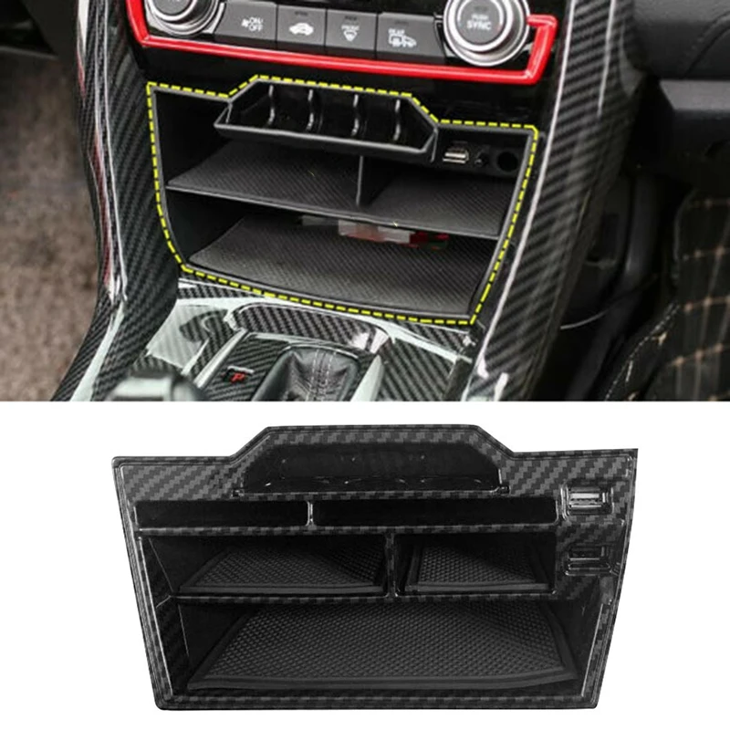 

Console Central Multifunction Storage Box Fit for Honda Civic 2016-19 with Dual USB