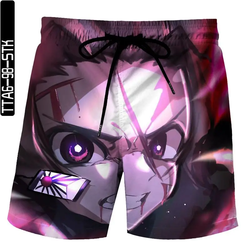 

2021 new fashion 3D printed casual beach pants Japanese anime unlimited train to map customization
