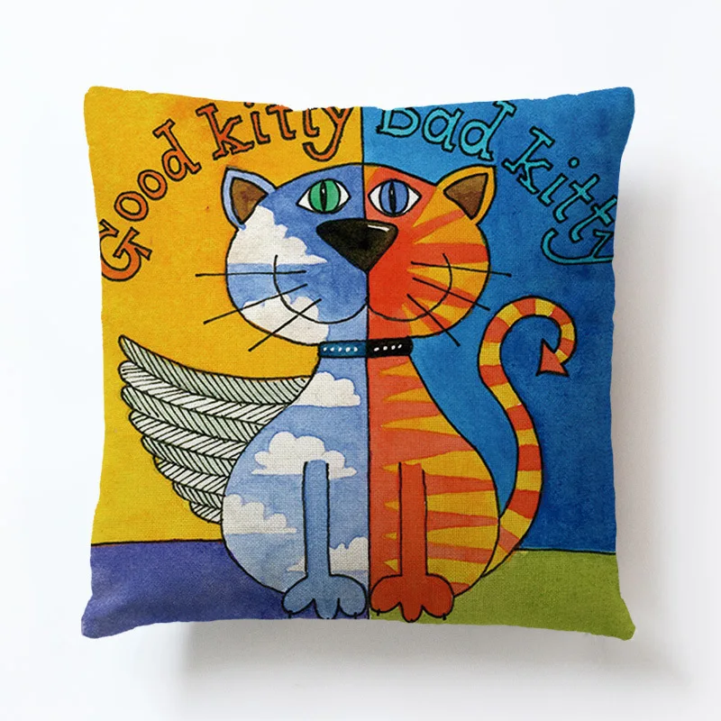 

Selected Couch Cushion 45x45cm Cartoon Cat Printed Quality Home Decorative Pillows Kids Bedroom Decor Pillowcase Without Core